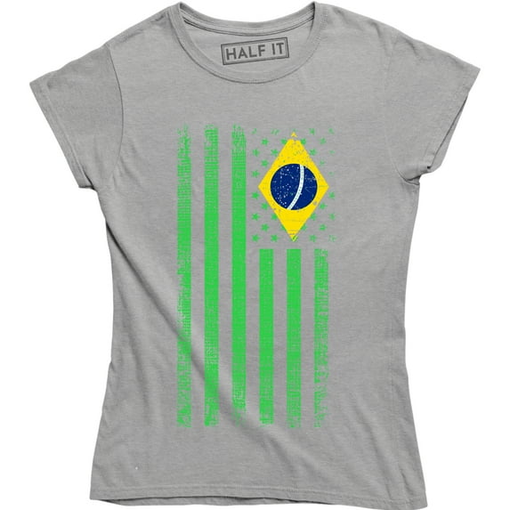 Brazilian American Flag National Ethnic Pride World Cup Womens T-Shirt