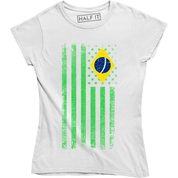 Brazilian American Flag National Ethnic Pride World Cup Womens T-Shirt
