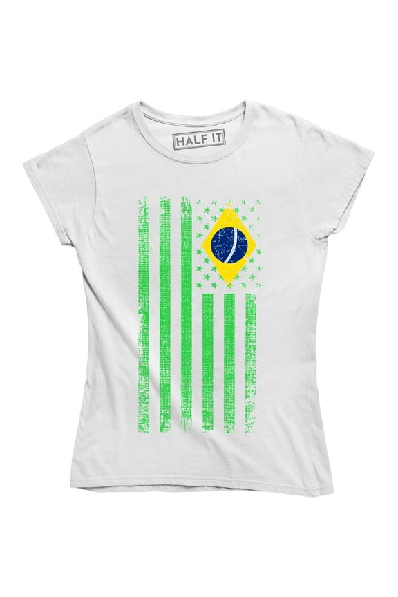 Brazilian American Flag National Ethnic Pride World Cup Womens T-Shirt