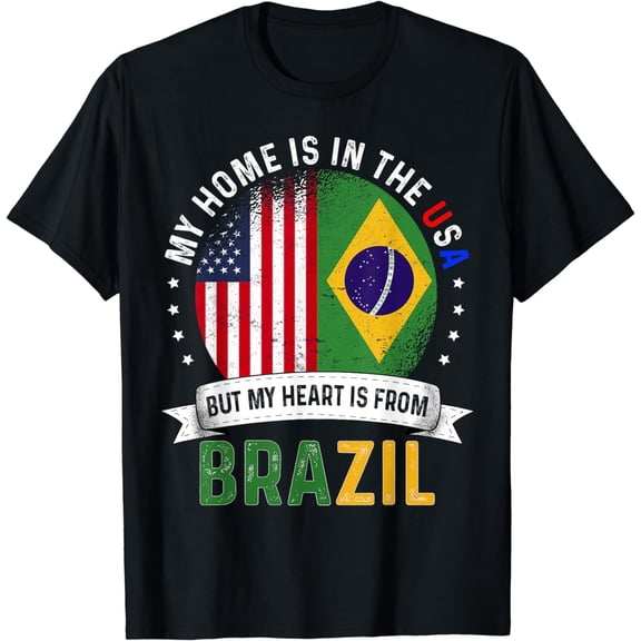 Brazilian American Patriot Heart is from Brazil Flag T-Shirt
