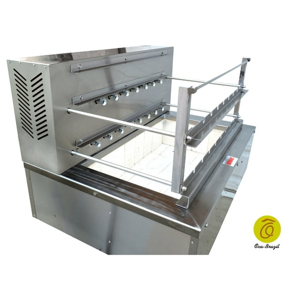 Brazilian BBQ Charcoal Grill with Firebox - 15 Skewers - Professional Grade - Countertop - Food Truck