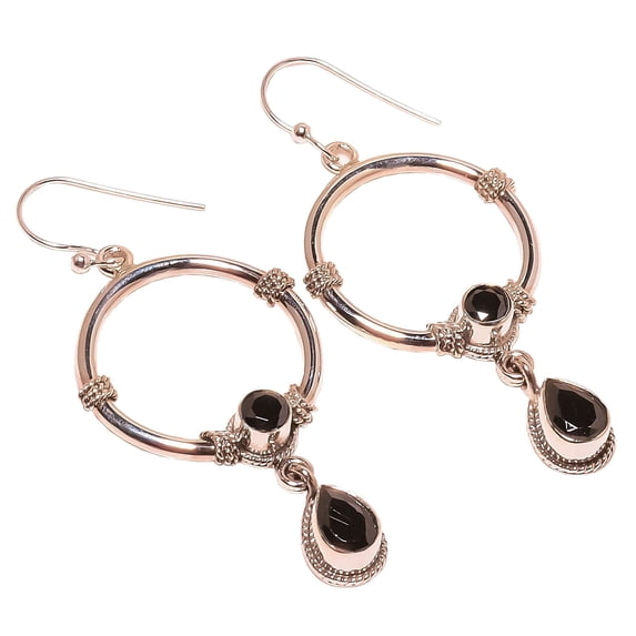 Brazilian Black Onyx Solid 925 Sterling Silver Earring 2.13" (SER-1421)