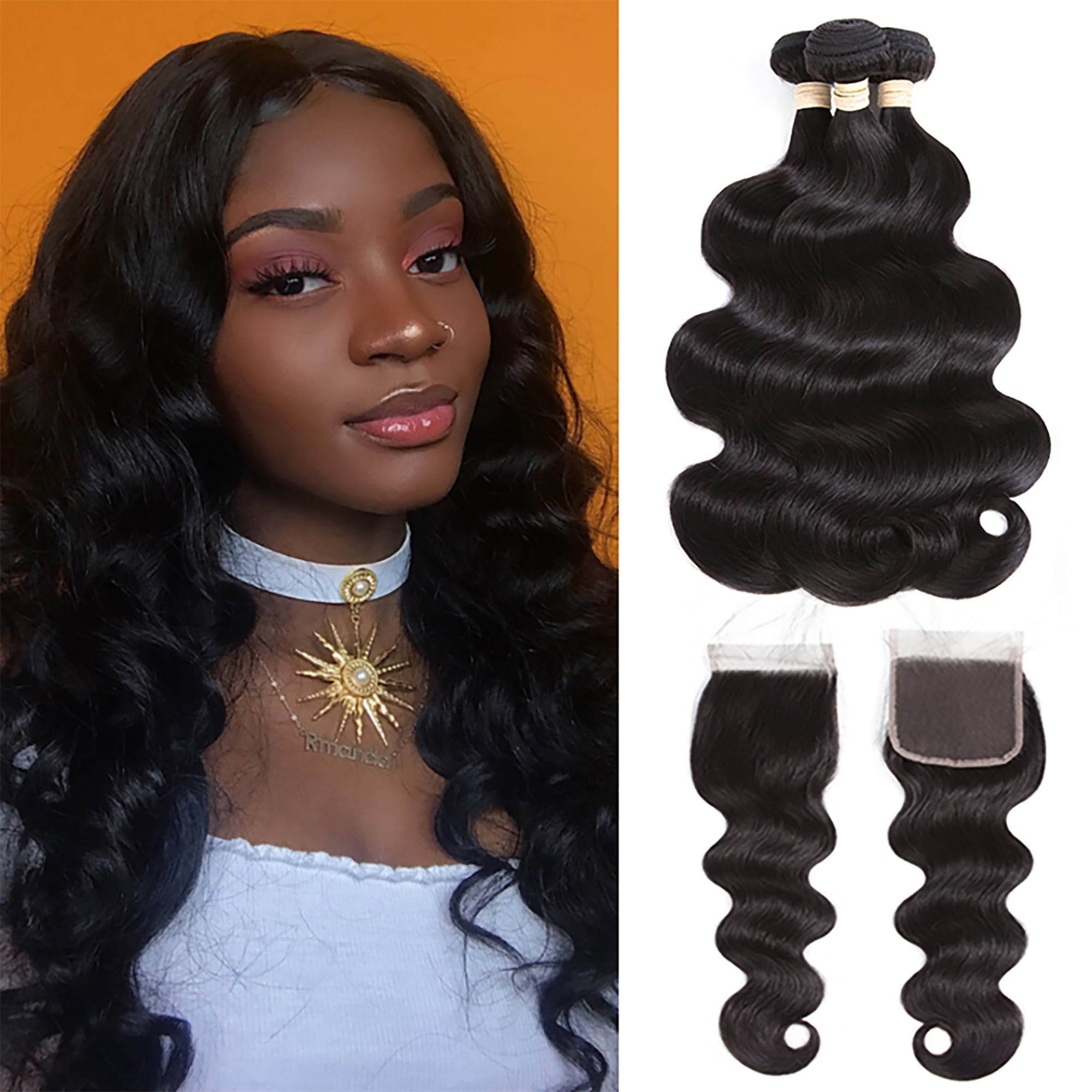 2 human hair bundles with closure hotsell