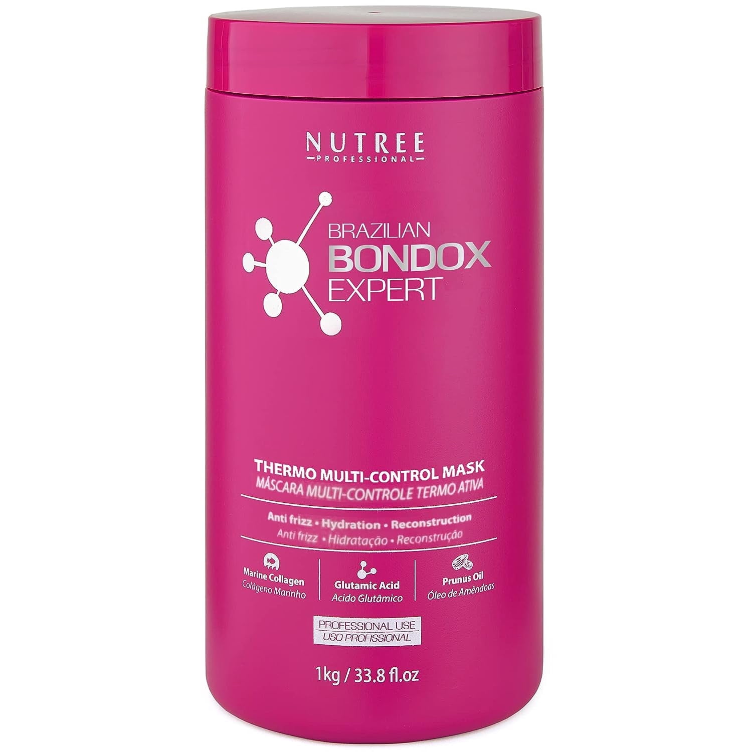Nutree Brazilian Bondox Frizz Control Hair Mask with Marine Collagen & Almond Oil, 33.8 oz