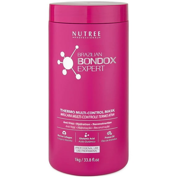 Nutree Brazilian Bondox Frizz Control Hair Mask with Marine Collagen & Almond Oil, 33.8 oz