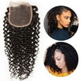 thumbnail image 1 of Brazilian Curly Closure Unprocessed Human Hair Lace Closure (4X4) Natural Black Color 18 Inch, 1 of 5