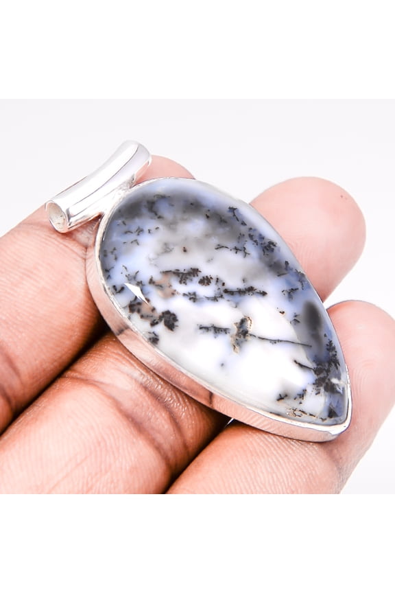 Brazilian Dendritic Opal Ethnic 925 Sterling Silver Pendant Jewelry 1.75" T52, Opal Pendant, Christmas Gift, New Year Sale, Gemstone Silver Jewelry