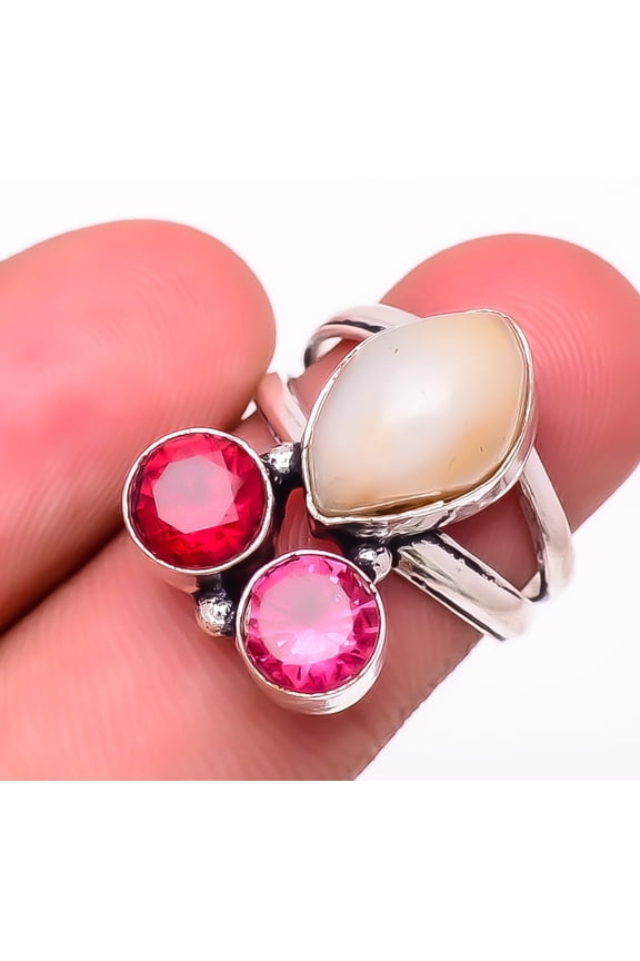 Brazilian Dendritic Opal, Opal Ring, Christmas Gift, New Year Sale, Gemstone Silver Jewelry