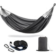 thumbnail image 1 of Brazilian Double Hammock with Tree Straps,Extra Large 94x63IN,2 Persons Hammock for Backyard Patio Outdoor and Indoor,450lbs Weight Capacity,Soft Woven Cotton Fabric - Dark Grey, 1 of 8