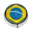thumbnail image 1 of Brazilian Flag Round Pill Box Small Pill Case For Purse Pocket Medicine Organizer Travel Pillbox Portable Pill Container, 1 of 6