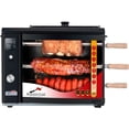 thumbnail image 1 of Brazilian Flame Brazilian Gas Rotisserie Grill with 3 Skewers and Upper Tray in Black, 1 of 16