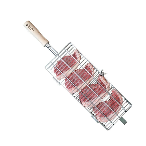 Brazilian Flame Flat Rotisserie Grill Basket - Beef Poultry