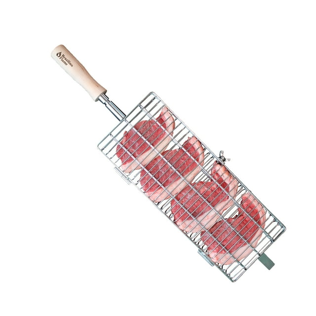 Brazilian Flame Flat Rotisserie Grill Basket - Beef  Poultry