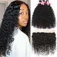 thumbnail image 1 of Brazilian Human Hair Water Wave Bundles With Frontal Unprocessed Virgin Brazilian Hair Extensions Human Hair Bundles Natural Color, 1 of 5