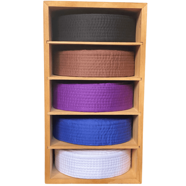Brazilian Jiu Jitsu Belt Display Pine Belt Box BJJ Belt Rack for 5