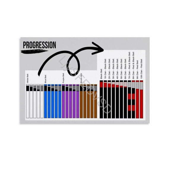 Brazilian Jiu-Jitsu Belt Rank Progression Guide Poster (10) Canvas for Living Room Bedroom Decor
