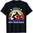 thumbnail image 1 of Brazilian Jiu Jitsu Shirt Jesus Shirt Jesus Has Your Back T-Shirt, 1 of 3
