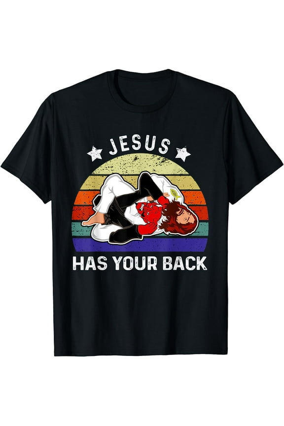 Brazilian Jiu Jitsu Shirt Jesus Shirt Jesus Has Your Back T-Shirt