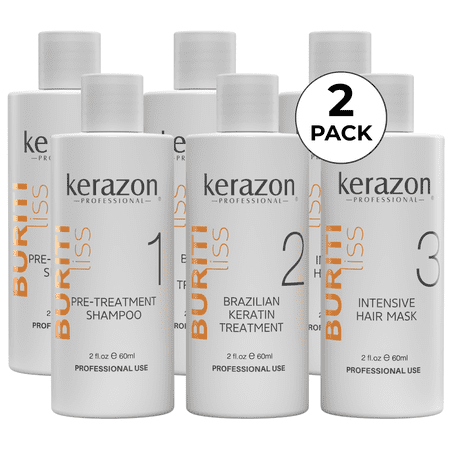 Brazilian Keratin Treatment Kit Keratina KERAZON Buriti Liss Professional For All Hair Types (Pack of 2)
