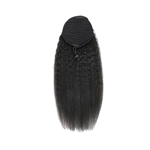 Brazilian Kinky Straight Drawstring Ponytail Human Hair Extensions Remy Pony Tail with Clip