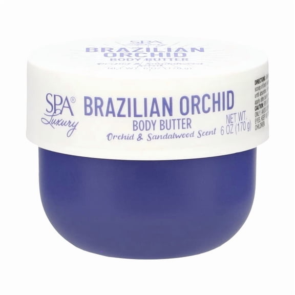 Brazilian Orchid & Sandalwood Body Butter  Rich Hydration Cream with Cocoa Seed Butter & Collagen, 6 oz
