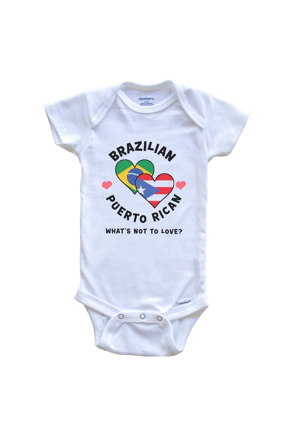 Brazilian Puerto Rican What's Not To Love Heart Flags Baby Bodysuit