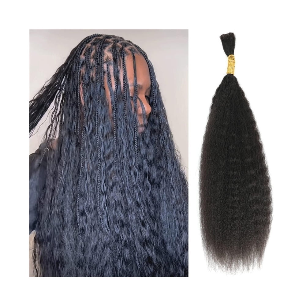 Brazilian Remy Bulk Hair for Braiding, Kinky Straight Human Hair Bundles No Weft Natural Black