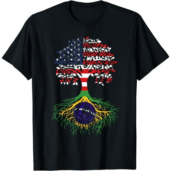 Brazilian Roots American Grown Tree Flag T-Shirt
