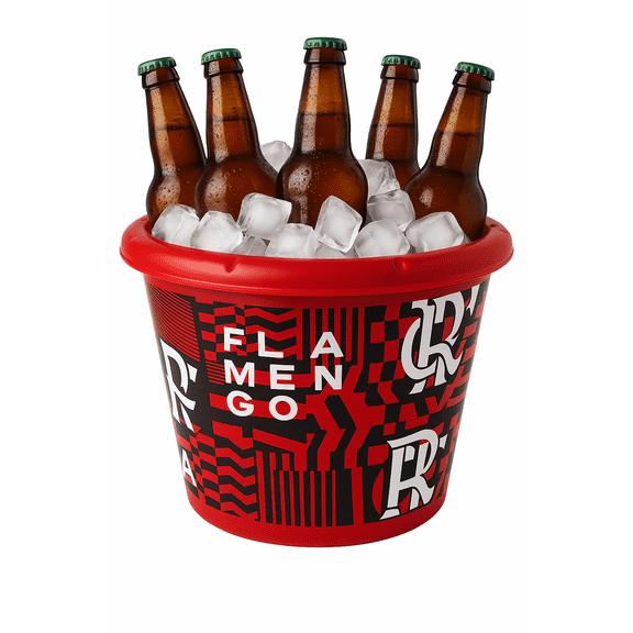 Brazilian Soccer Team Beer Ice Bucket, 5.3L Capacity, Party Drink Cooler for Beer Wine Champagne, BBQ Wedding Patio Bar | Balde Cerveja Oficial Flamengo Plasutil