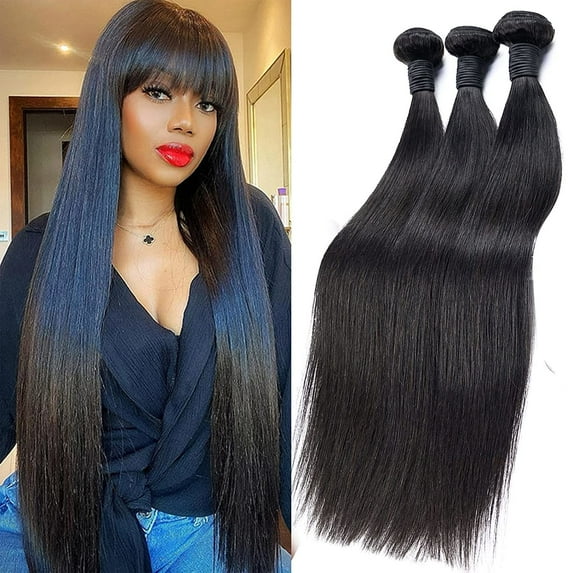 Brazilian Straight Hair 10A Unprocessed Straight Human Hair 3 Bundles Virgin Hair Straight Bundles Natural Color Can Be Dyed and Bleached (10" 12" 14")