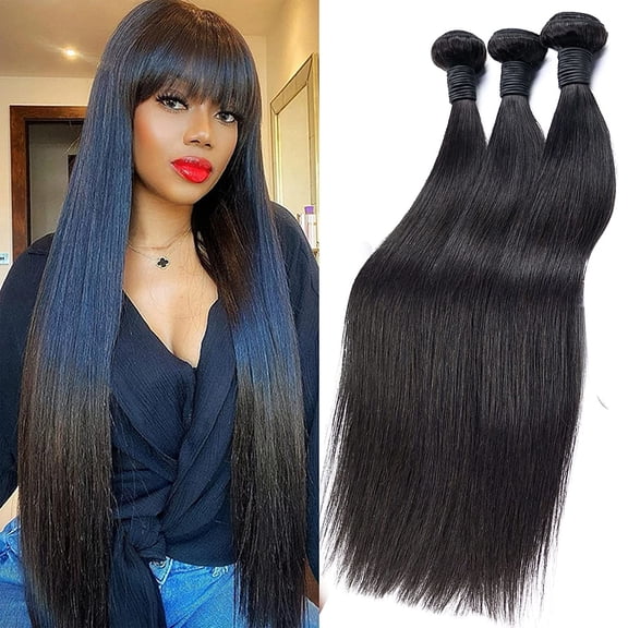 Brazilian Straight Hair 10A Unprocessed Straight Human Hair 3 Bundles Virgin Hair Straight Bundles Natural Color Can Be Dyed and Bleached (22" 24"26")