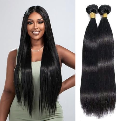 Brazilian Straight Hair  Human Hair Texture Protein Filament 30 30 Inch Long Straight Bundle Sew In Weave 2   Real Soft Hair Extensions,  Black
