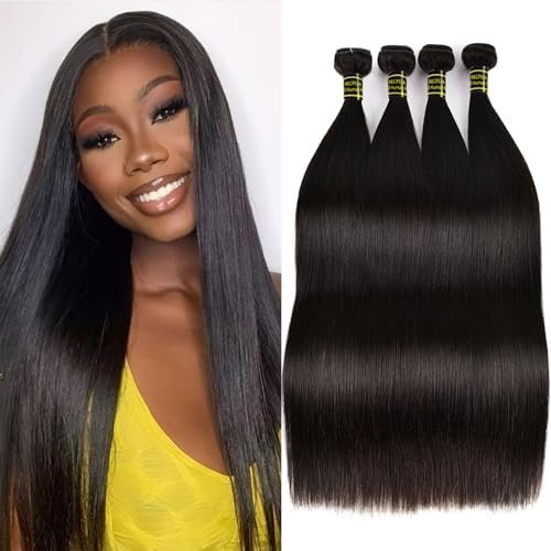 Brazilian Straight Human Hair 18 20 22 24 Inch Unprocessed Virgin Human Hair for Women Quick Weave Black Color
