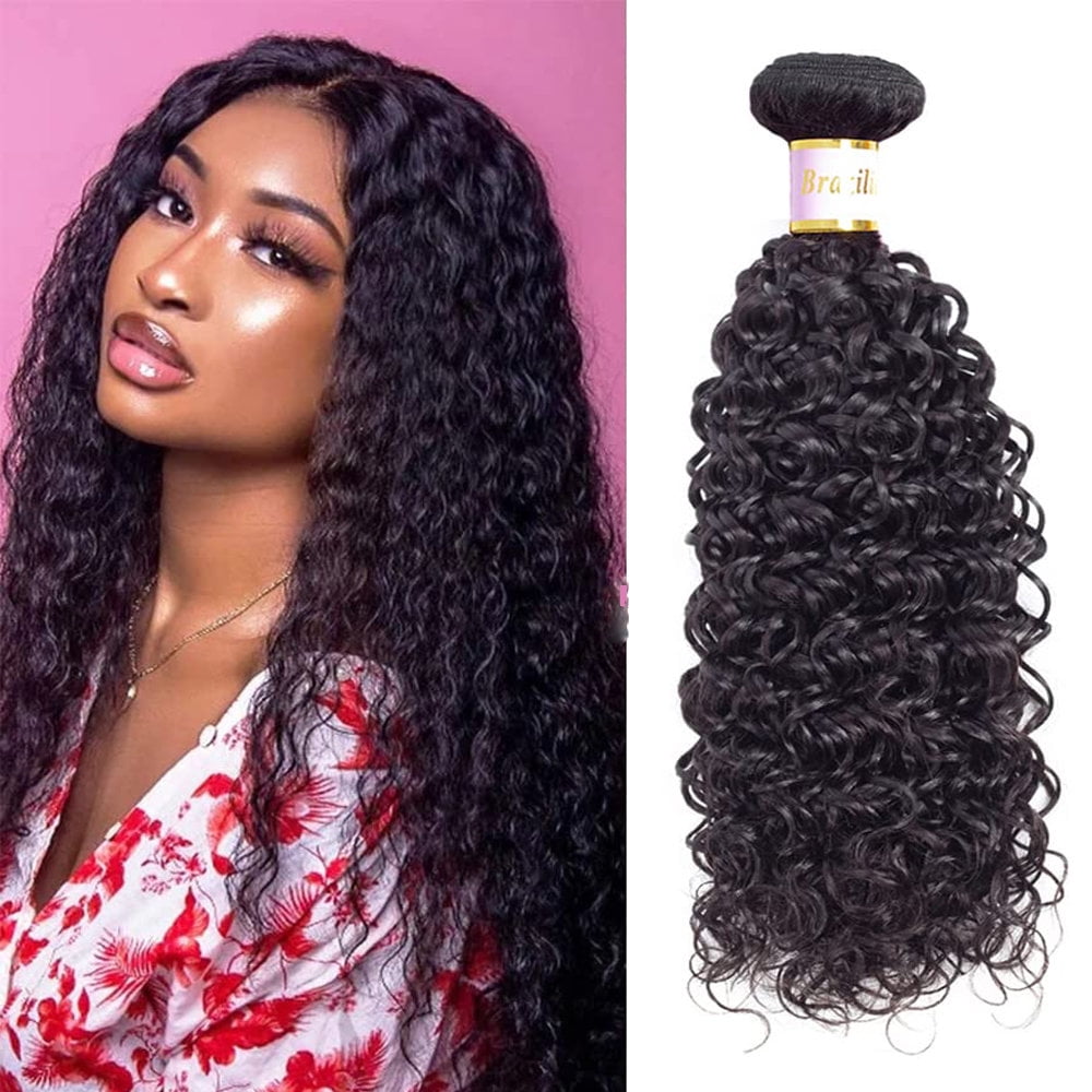 Brazilian Virgin Curly 1 Bundles 10A 100% Unprocessed Human Hair Bundles Curly Weft Extensions Weaves Natural Black(24inch)