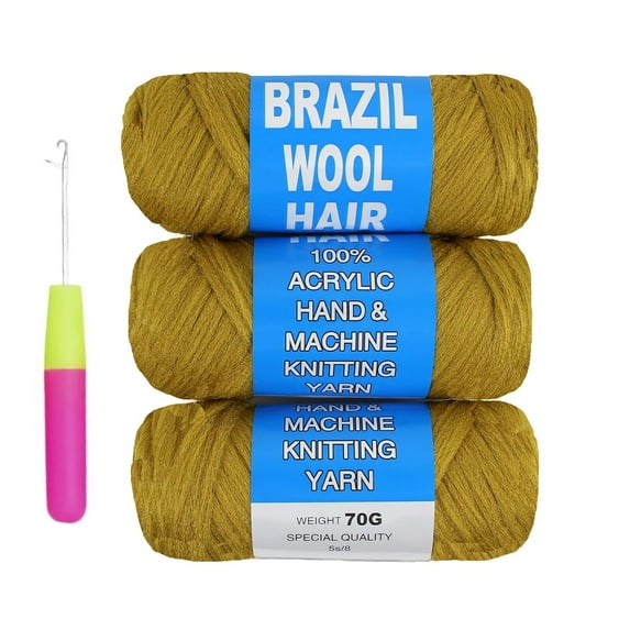 Brazilian Wool Hair Acrylic Yarn for Crochet Hair African Braids Sengalese Twisting Jumbo Braids Knitting Hair Braids Soft Faux Locs Synthetic Hair Extension