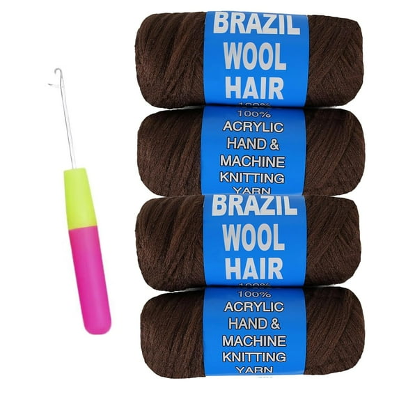 Brazilian Wool Hair Acrylic Yarn for Crochet Hair African Braids Sengalese Twisting Jumbo Braids Knitting Hair Braids Soft Faux Locs Synthetic Hair Extension