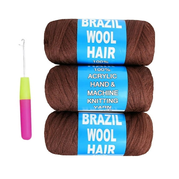 Brazilian Wool Hair Acrylic Yarn for Crochet Hair African Braids Sengalese Twisting Jumbo Braids Knitting Hair Braids Soft Faux Locs Synthetic Hair Extension