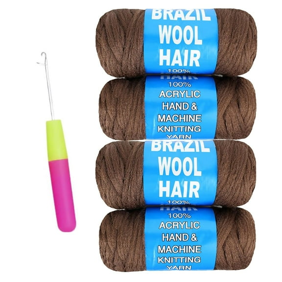 Brazilian Wool Hair Acrylic Yarn for Crochet Hair African Braids Sengalese Twisting Jumbo Braids Knitting Hair Braids Soft Faux Locs Synthetic Hair Extension