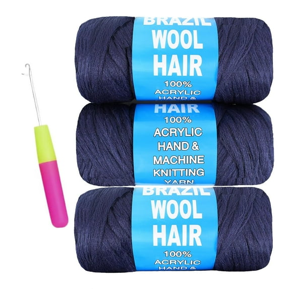 Brazilian Wool Hair Acrylic Yarn for Crochet Hair African Braids Sengalese Twisting Jumbo Braids Knitting Hair Braids Soft Faux Locs Synthetic Hair Extension
