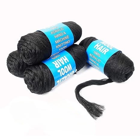 Brazilian Wool Hair Yarn for Braids 100% Brazilian Wool Hair Acrylic Yarn for African Braids/Spring Twist/Faux Locs/Wraps with Crochet Hook