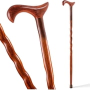 Brazos Handcrafted Wood Walking Cane, Twisted Cocobolo, Derby Style Handle, for Men & Women, 37