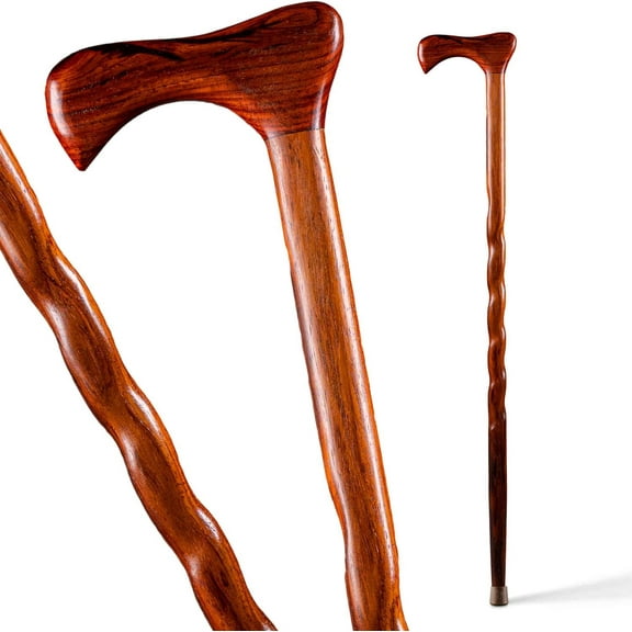 Brazos Handcrafted Wood Walking Cane, Twisted Cocobolo, Traditional Style Handle, for Men & Women, Made in the USA, 37"
