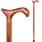 Brazos Handcrafted Wood Walking Cane, Twisted Oak, Derby Style Handle, for Men & Women, Made in the USA, Red, 34"