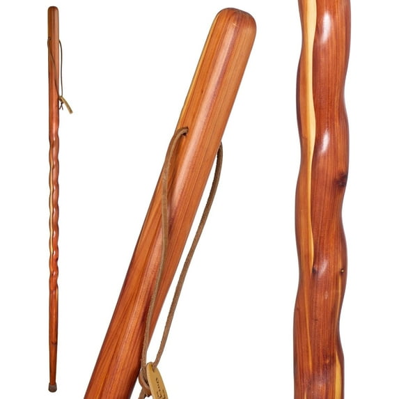 Brazos Handcrafted Wood Walking Stick, Twisted Cedar, Backpacker Style Handle, for Men & Women, , 55"