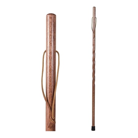 Brazos Handcrafted Wood Walking Stick, Twisted Oak, Backpacker Style Handle, for Men & Women, , Red, 55"