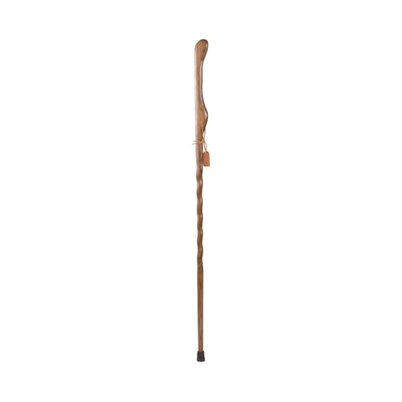 Brazos Handcrafted Wood Walking Stick, Twisted Oak, Hitchhiker Style Handle, for Men & Women, , Brown, 55"