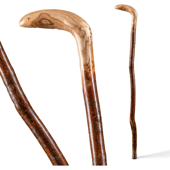 Brazos Rustic Wood Walking Cane, Hardwood, Root Style Handle, for Men & Women, Made in the USA, 37"