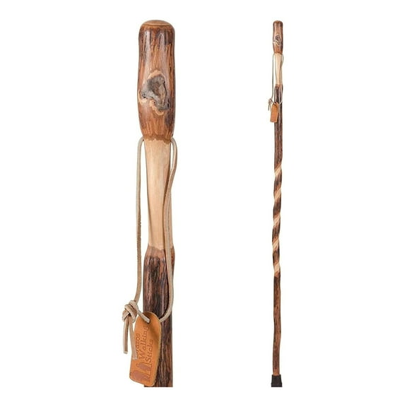 Brazos Rustic Wood Walking Stick, Bamboo, Traditional Style Handle, for Men & Women, , Red, 48"