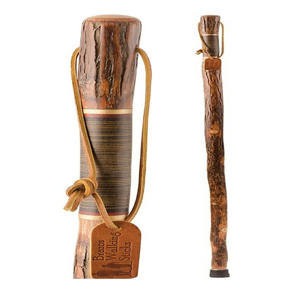 Brazos Rustic Wood Walking Stick, Hickory, Traditional Safari Style Handle, for Men & Women, , 58"