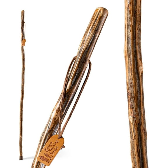 Brazos Rustic Wood Walking Stick, Ironwood, Traditional Style Handle, for Men & Women, 55"